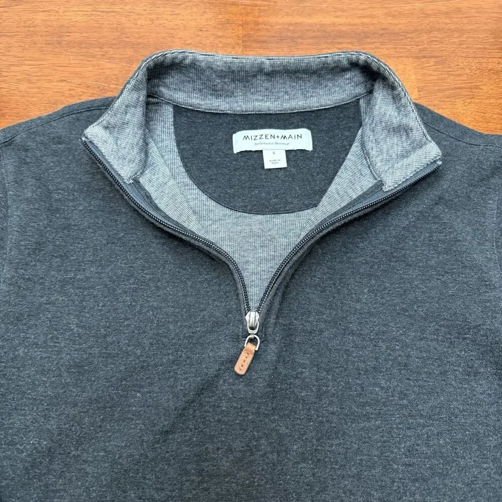 Mizzen Main Wooster 1/4 Zip Pullover Men's‎ Small Lightweight Soft Preppy Gray
